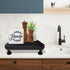 dwellington 12" Countertop Farmhouse Display Wood Riser, Decorative Black Beaded Pedestal Stand, Square Tiered Tray