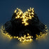 YULETIME 100 ft Warm White LED String Lights with 300 Count, 8 Models Adapter, Black Wire, 5mm Christmas Lights