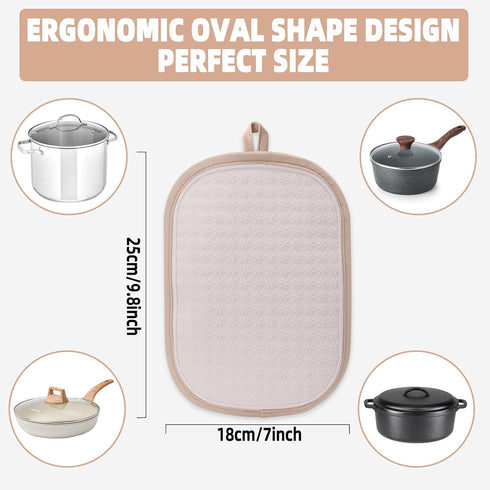 Hovico 2PCS Silicone Pot Holders, Heat Resistant Oven Mitts with Pockets, Non-Slip Hot Pads - Milkshake
