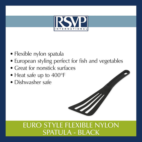 RSVP International Kitchen Tool Collection, Dishwasher Safe, Angled, 12x3.25", Nylon Euro Style, Black