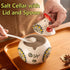 Frezonika 13 OZ Counter, Countertop Ceramic Salt Cellar with Lid and Spoon, Large Chicken Salt Jar, Salt Holder