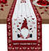 Valentine's Day Table Runner 70 Inches Long, Gnomes and Love Hearts on Wood Grain with Red Lattice Border