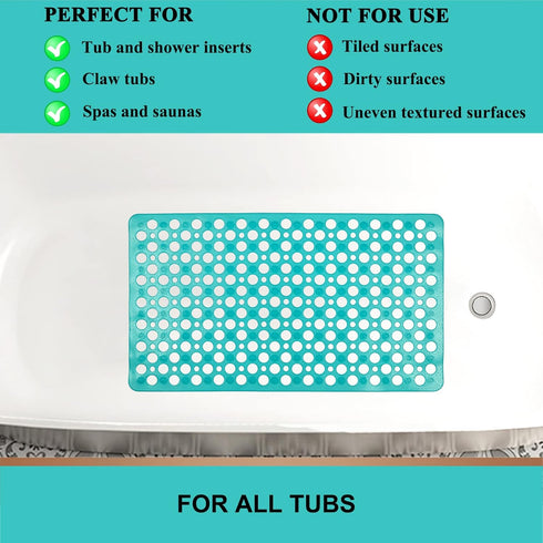 30 17 inch Bath Mat for Tub, x Non Slip Bathtub Mat Machine Washable Shower Mat with Suction Cups, Quick Drain Bathtub