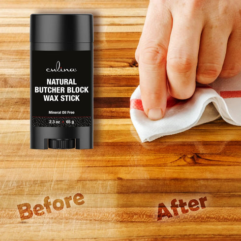 Culina Butcher Block Bamboo Conditioner Wax Stick, Best for Wood & Bamboo Conditioning, Does NOT Contain Mineral Oil