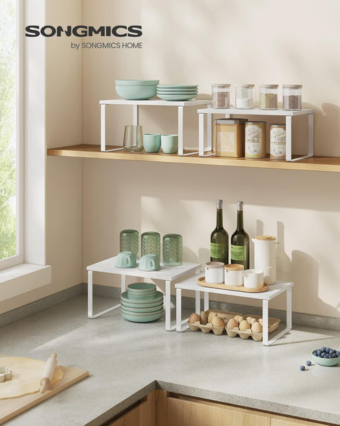 Set 4 Counter UKCS027W01 SONGMICS Cabinet Organizer Shelf, of Kitchen Shelves, Kitchen Storage, Spice Rack, Stackable