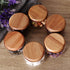 Set 6-8.5oz SAIOOL Kitchen Canisters of Glass Spice Jars With Acacia Airtight Lid and Labels Round Spice Bottles