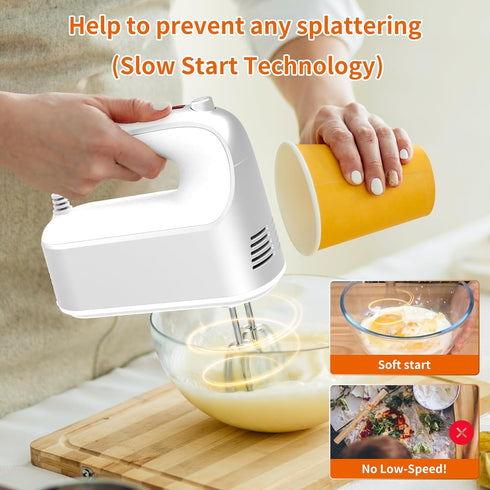 CBQ Electric Hand Mixer, 9 Speed 400W Handheld Mixer with Digital Display, Touch Button, Turbo, 5 Accessories