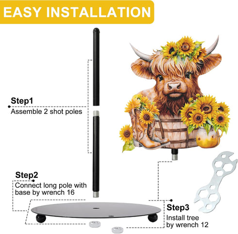 Countertop JarThenaAMCS Highland Cow Sunflower Paper Towel Holder Watercolor Floral Cattle Large Metal Towel Holder