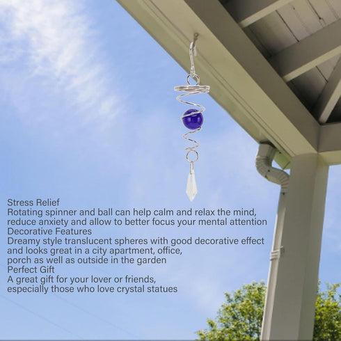 Wind Spinner Stabilizer Crystal Ball, 2 Gazing Ball Spiral Tail Wind Spinner Garden Wind Spinner Tail Stabilizer with Swivel Hook(Blue)