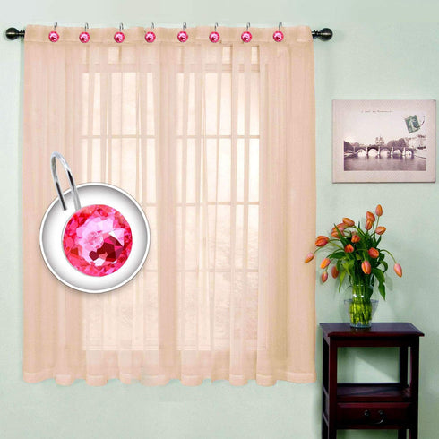 BEAVO Acrylic Fashion Decorative Home Rolling Shower Curtain Hooks, Set of 12 Rings, Pink