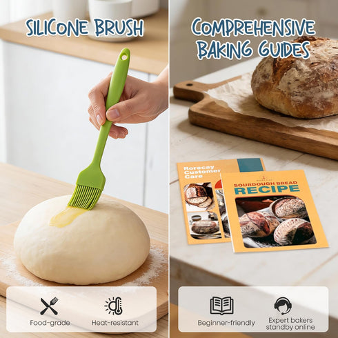 Set, 9 Inch 10 Inch RORECAY Bread Banneton Proofing Basket Round & Oval Cane Sourdough Baskets with Dough Whisk Lame