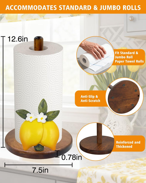 GAJ Countertop 3D Lemon Paper Towel Holder - Lemon Decor for Kitchen Farmhouse Bathroom - Gifts for Women Mom Grandma