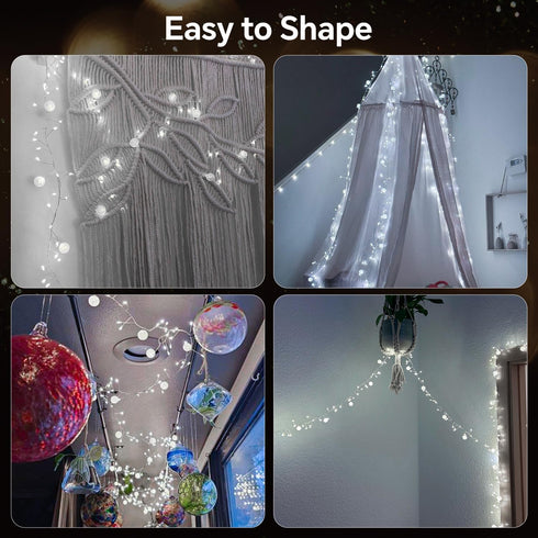 SNWLL 100 Battery Powered Fairy Lights with Remote, LED Cluster Lights Christmas Waterproof Twinkly Globe String Lights