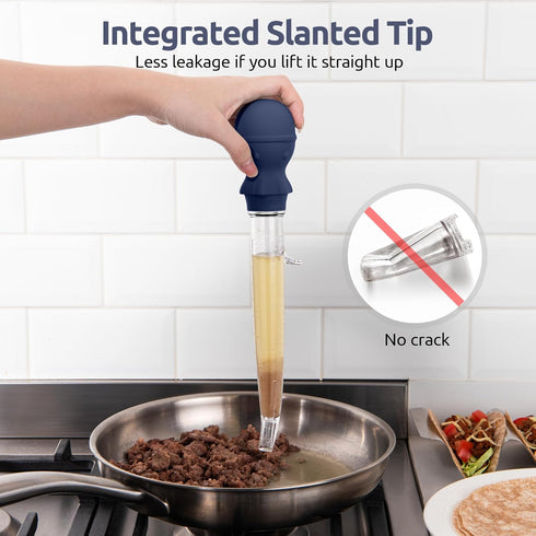 U-Taste 1.5oz Angled Turkey Baster - Heat Resistant Food Grade Tritan and Silicone Basting Set (Midnight Blue)