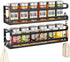 Doakhirmit Wall Mounted Spice Rack with 16 Hooks, Rustic Wood Spice Organizer Shelf