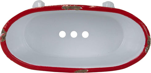 Foreside Home & Garden Red Rim White Enamel Soap Dish - Bathtub