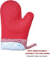 MIJOTEX Heat Resistant Silicone Oven Mitts, Set of 2 Extra Long Quilted Liner, 13 inch (RED)