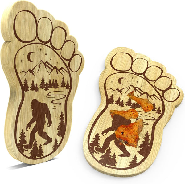 Unique Bigfoot Gifts - Sasquatch Charcuterie Board 12.6" X 7.6" Footprint Cheese Board & Serving Tray for Party Gifts
