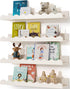 Seocry Kids' Bookshelf Set of 4 - White Floating Nursery Book Shelves, Picture