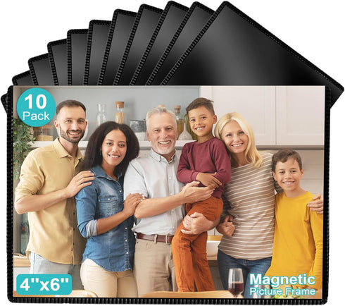 Magnetic Picture Frame, 10 Pack - Reusable 4"x6" Magnetic Photo Frames with White Border for Home & Office