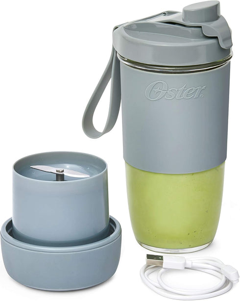 Oster Blend Active Portable Blender, USB Chargeable Personal Blender with Drinking Lid, Gray