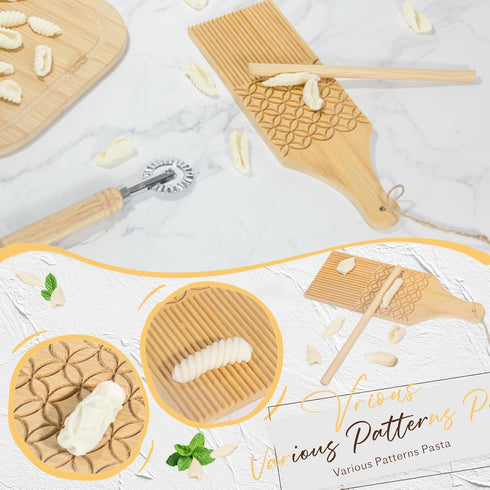 Krbnk Tools,13PCS Pasta Making Wood Pasta Making Kit with Pasta Rolling Pin,Ravioli Mold,Ravioli Cutter,Gnocchi