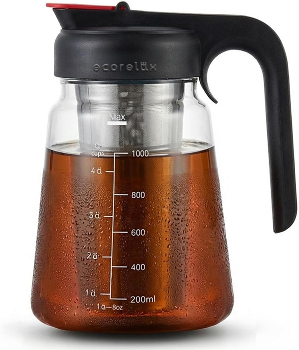 ECORELAX Cold Brew Coffee Maker,High Transparency Borosilicate Glass Container with Stainless Steel
