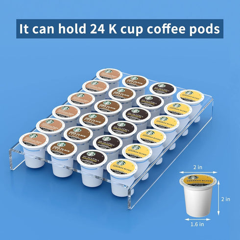 AITEE Acrylic K Cup Drawer Organizer, Clear K Cup Organizer Tray for Drawer or Countertop Storage, Holds 24 Coffee