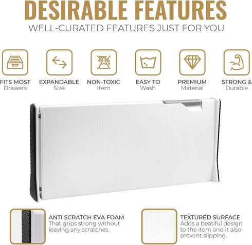 RAPTUROUS Deep Drawer Dividers 4 Pack, Expandable Adjustable Organizer for Clothing, Dresser, Kitchen