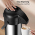 Airpot Coffee Carafe, 64 OZ / 1.9L Insulated Stainless Steel Thermos Urn for Hot Drinks, Pump Dispenser for Parties