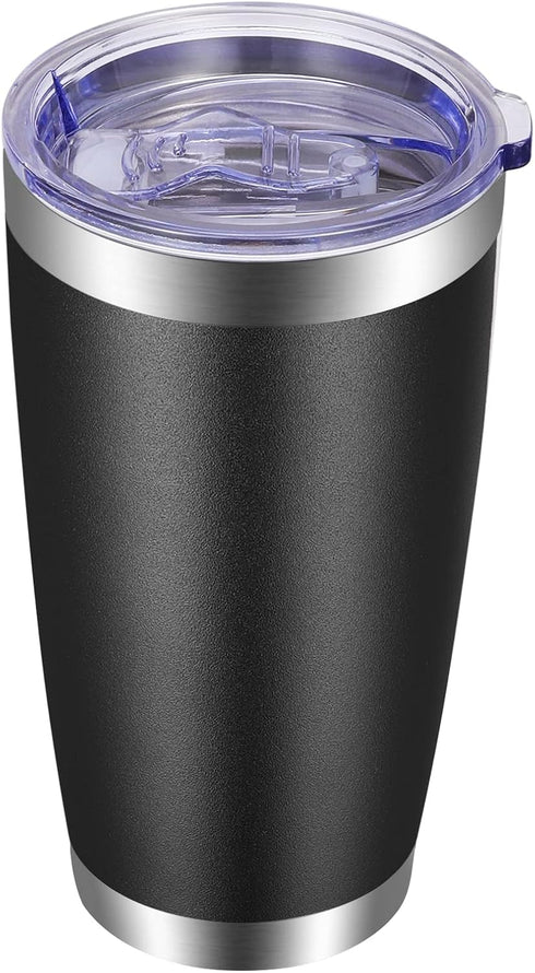 VEGOND 20oz Tumbler with Lid and Straw, Stainless Steel Vacuum Insulated Travel Coffee Mug, Black
