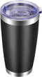 VEGOND 20oz Tumbler with Lid and Straw, Stainless Steel Vacuum Insulated Travel Coffee Mug, Black