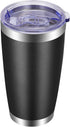 VEGOND 20oz Tumbler with Lid and Straw, Stainless Steel Vacuum Insulated Travel Coffee Mug, Black