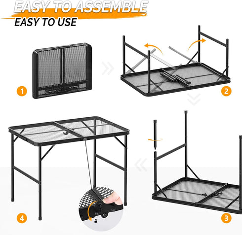 3 VINGLI Outdoor Grill Table, Folding Camping Table, ft Portable Picnic Table Adjustable Height, Lightweight Aluminum
