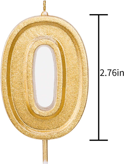 Luter 2.76 Inches Large Birthday Candles, Gold Glitter Number Candles for Cake Topper Decoration for Parties