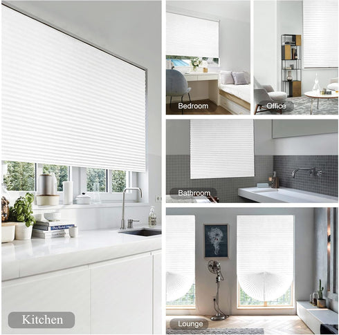 Pleated Window Shades, Temporary Cordless Light Filtering Blinds, Room Darkening Shades for Office, 24 x 59 Inch