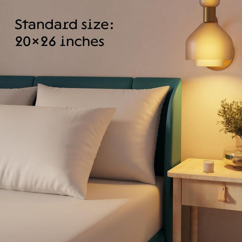 2 Pack Waterproof Pillow Protectors Standard 20x26 Inches, Smooth Zipper Premium Encasement Covers, White Liquid