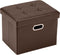 COSYLAND Ottoman with Storage Folding Leather Ottoman Footrest Foot Stool Brown Ottoman