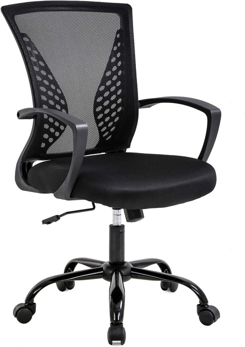 Black Office Chair Ergonomic Desk Chair, Mesh Computer Chair with Lumbar Support Armrest, Mid Back Rolling Swivel