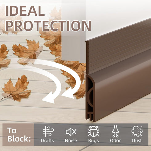 Door Draft Stopper, Weather Stripping Seal for Door Insulation, Under Door Gap Filler (78", Brown)