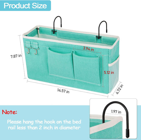 Loghot Bedside Caddy/Storage Bag Organizer for Bunk and Hospital Beds, Dorm Rooms, Holds Glasses, Books, Phones, Keys,