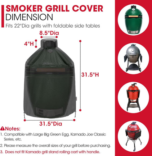 31.5 Inch, 31.5" 31.5" Unicook Grill Cover Compatible with Large Big Green Egg, Kamado Joe and Pit Boss Ceramic Grills