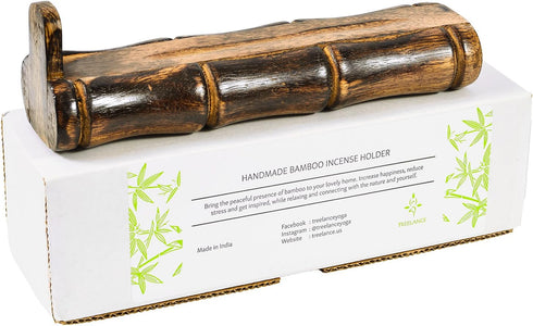 Bamboo Incense Holder, Handmade Stick Incense Burner Craft Storage Box, Wood Ash Catcher for Meditation Gifts