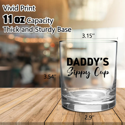 Fathers Day Dad Gifts for New Dad Husband from Daughter Son Wife, 11 OZ Whiskey Glass Birthday Valentines Day Anniversary Christmas Funny Gag Gift Ideas Bourbon Scotch Gifts for Expecting Father by COVLUROTO