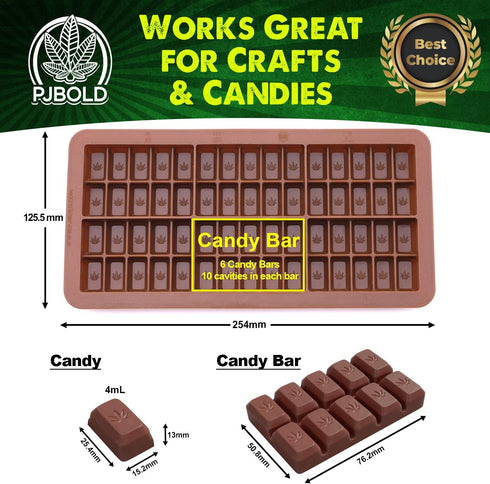 Small Leaf Chocolate Bar Silicone Candy Mold Trays, 2 Pack for DIY Treats