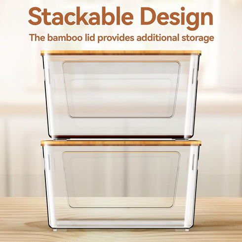 2 Pack spospo Trash Bag Holder with Bamboo Lid, Stackable Trashbag Dispenser, Extra Large Garbage Bag Holder