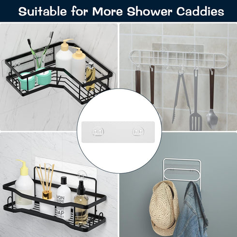 AKTECKE Shower Caddy Adhesive Replacement, No Drilling Transparent Adhesive Wall Hooks for Corner Shower Organizer