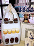 Attraction Design 16.5" Wooden Boat Shelf, H Standing Boat Display with Fish Net Starfish Seashell Accents White Beach