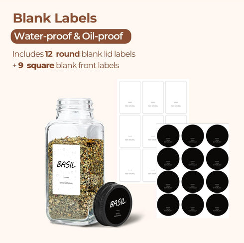 6Pcs 8 oz Set Set ComSaf Large Spice Jars, glass spice bottle with lids, Empty Spice Containers and Square Spice