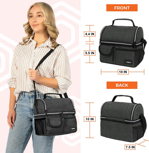 OPUX Lunch Box for Men, Insulated Lunch Bag, Dual Compartment Lunchbox for Work, Leakproof, Dark Gray